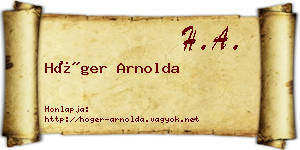 Höger Arnolda névjegykártya